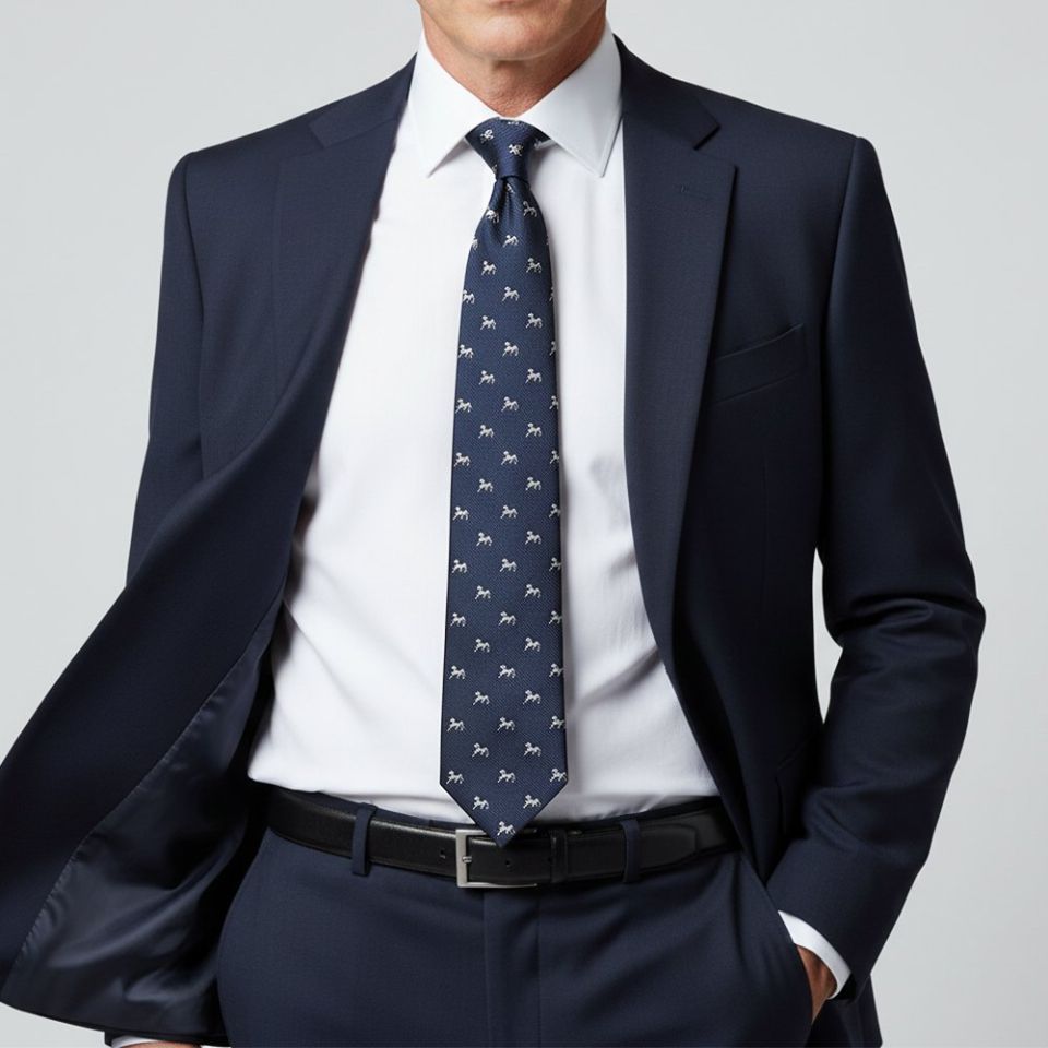 Mens Navy Horse Classic Tie