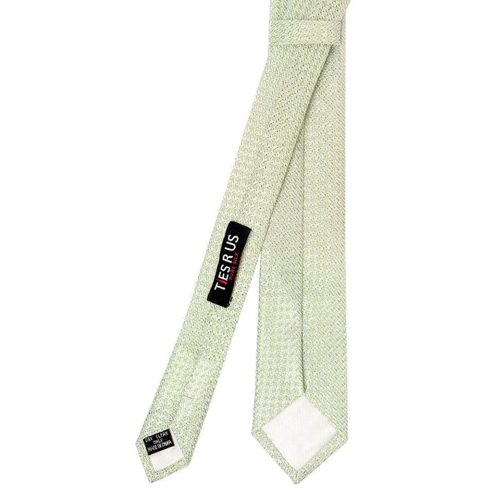 Plain Green Grenadine Silk Skinny Men's Tie