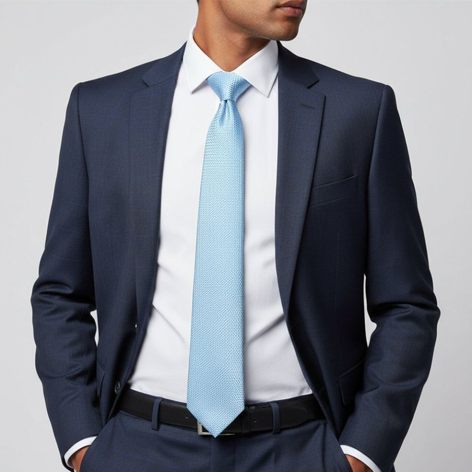 Dusty Blue Textured Classic Tie