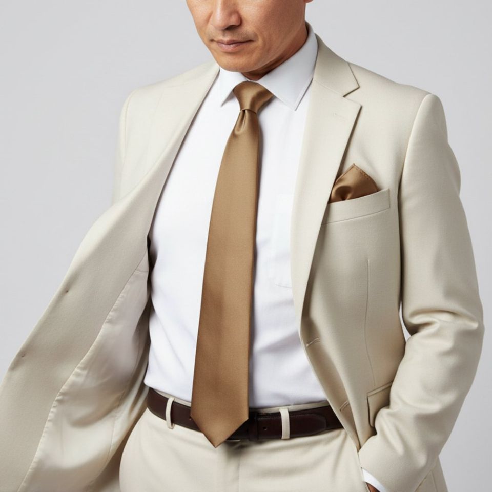 Iced Coffee Satin Classic Men's Tie and Pocket Square Set