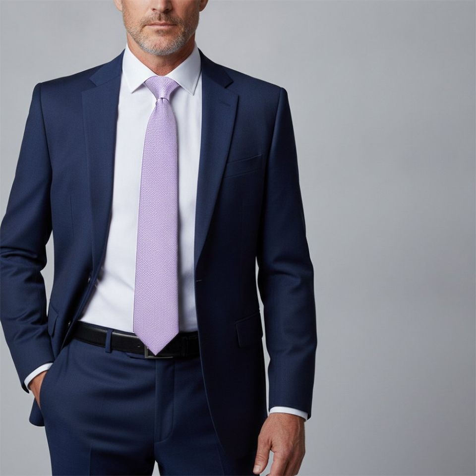 Plain Purple Textured Silk Classic Men's Tie