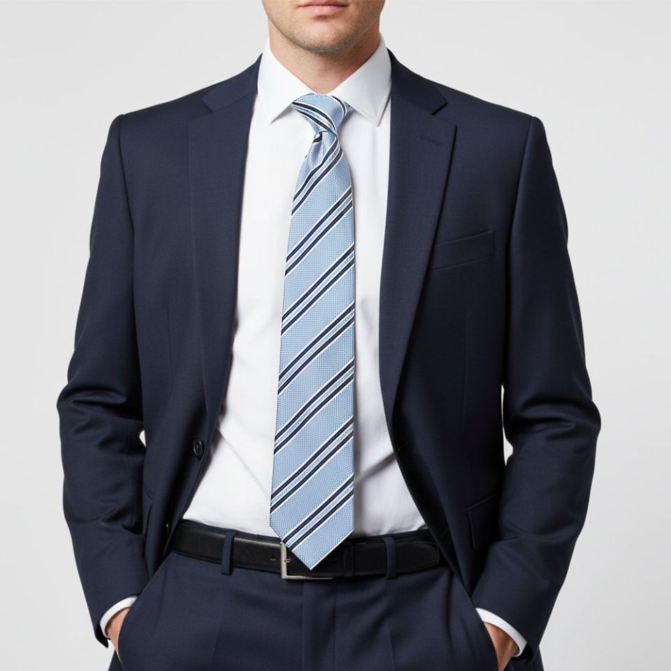Blue Twin Stripe Classic Men's Tie