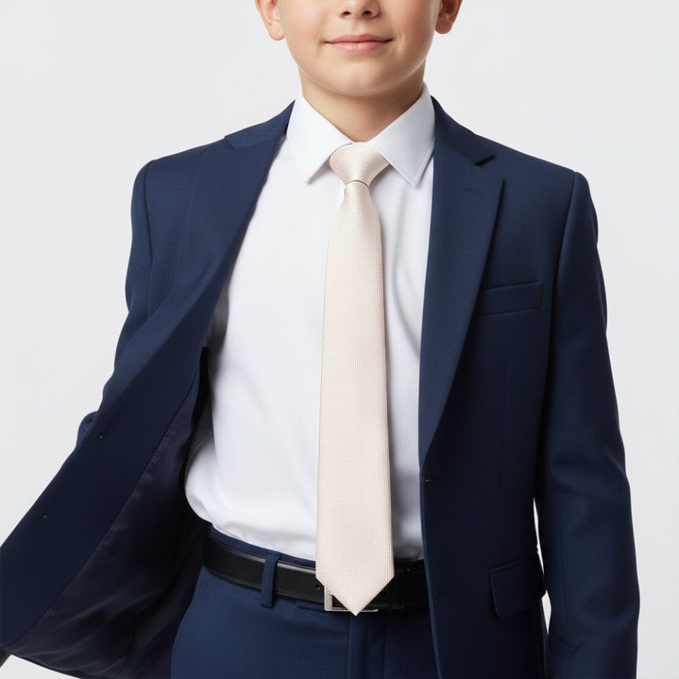 Plain Blush Textured Silk Skinny Boys Tie