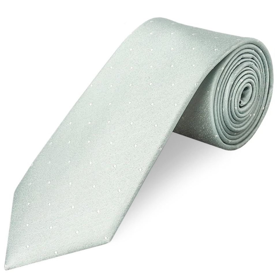 Duck Egg with White Spot Silk Classic Tie and Pocket Square