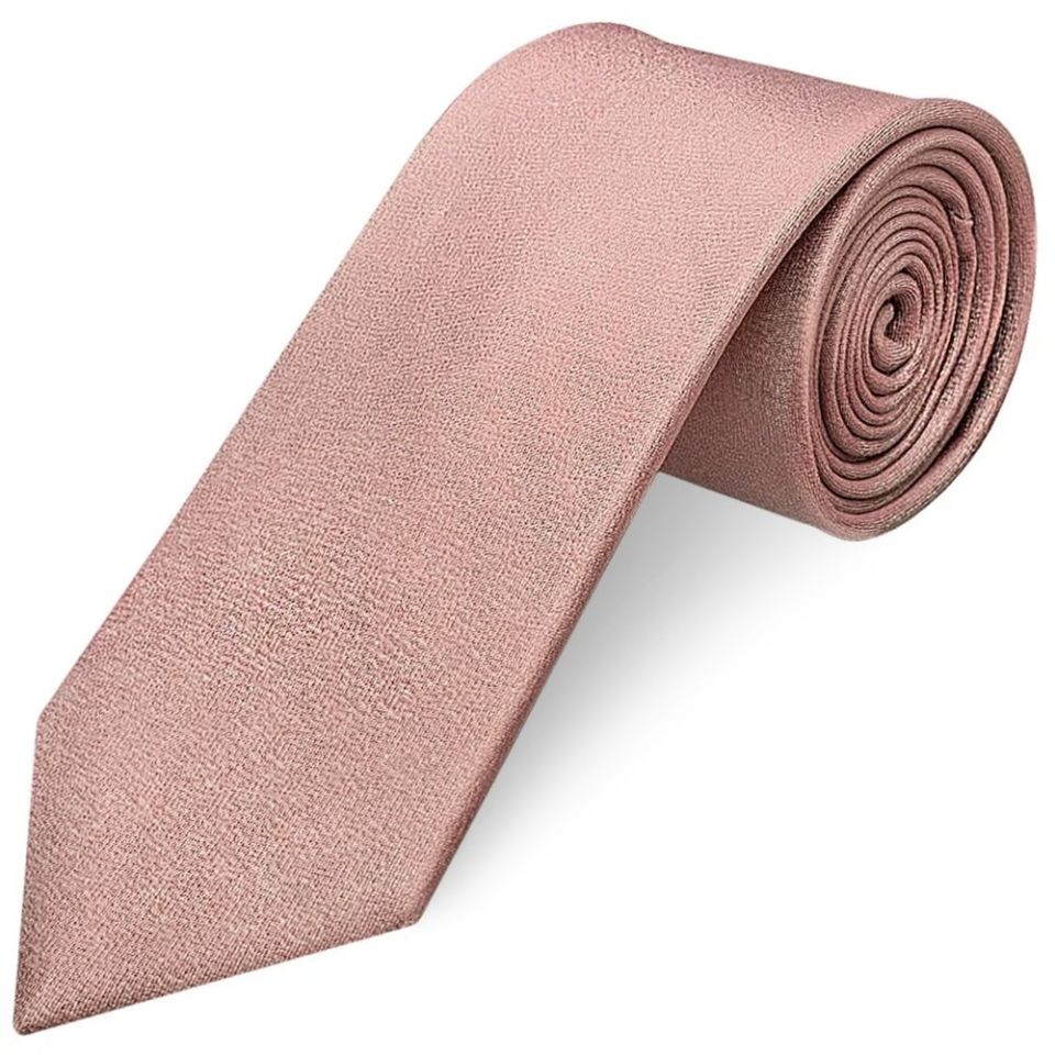 Plain Rose Gold Silk Classic Men's Tie and Pocket Square Set