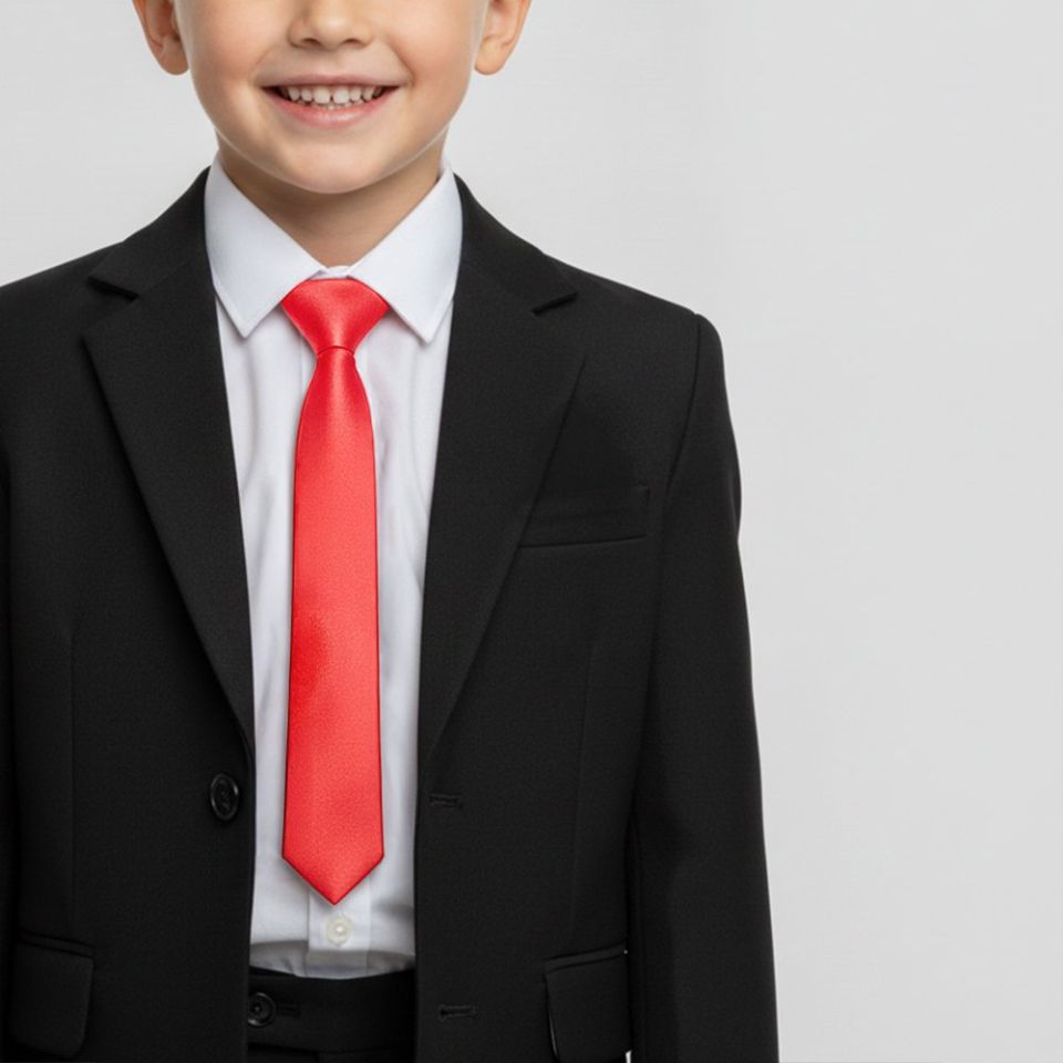 Pre Tied Coral Pink Satin Boys Tie Age 4-7