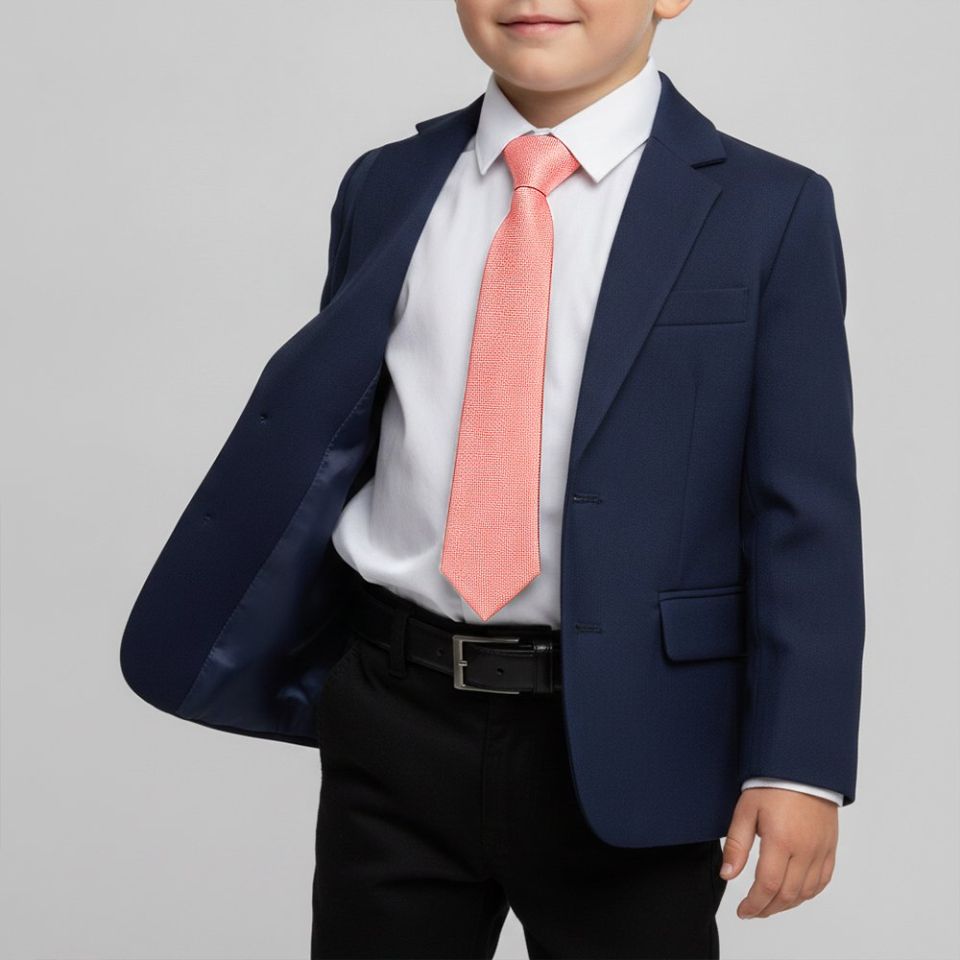 Pre Tied Pink Textured Silk Boys Tie Age 4-7