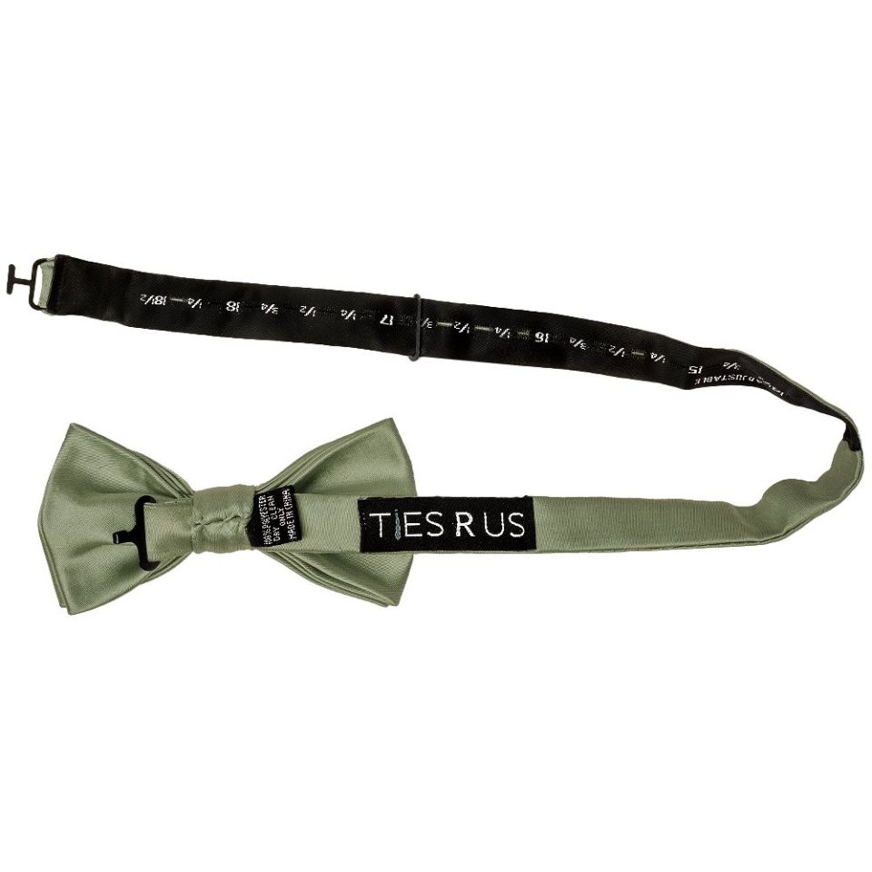 Mens Plain Olive Green Satin Bow Tie