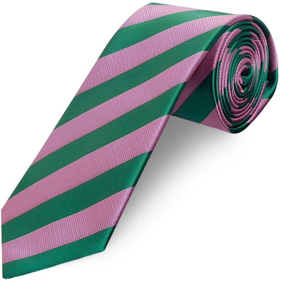 Pink and Green Striped Classic Men's Tie