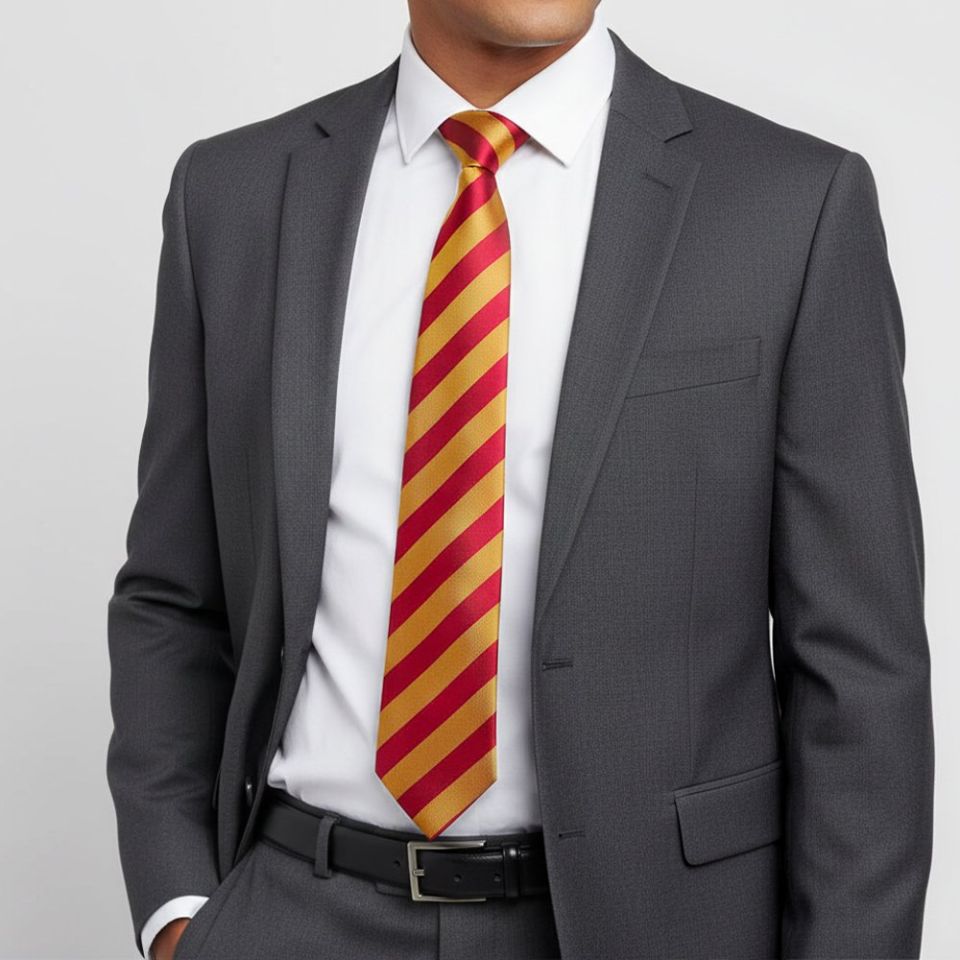Red and Gold Striped Classic Men's Tie