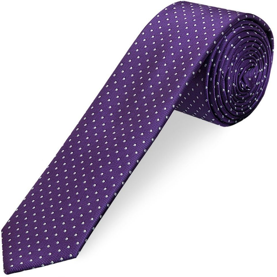 Purple and White Polka Dot Skinny Boys Tie