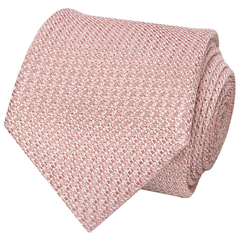 Plain Pink Grenadine Silk Classic Men's Tie and Pocket Square Set