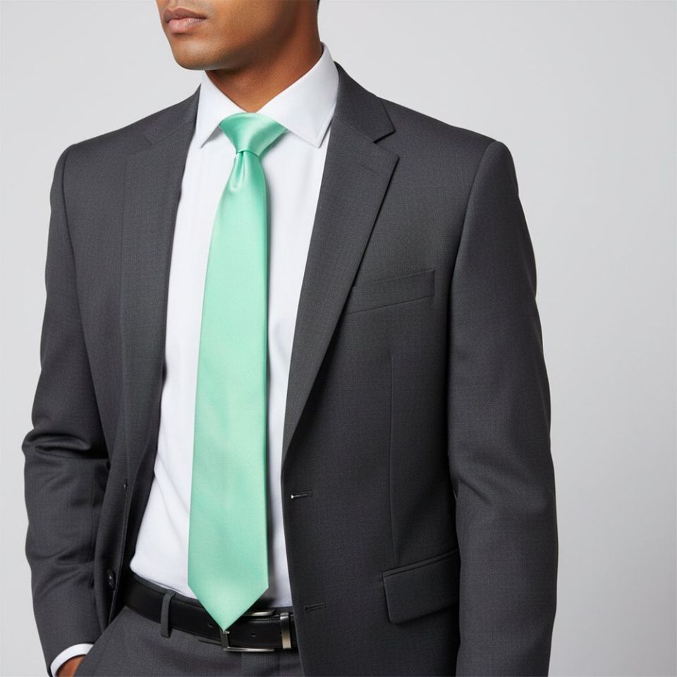 Plain Mint Green Satin Classic Men's Tie