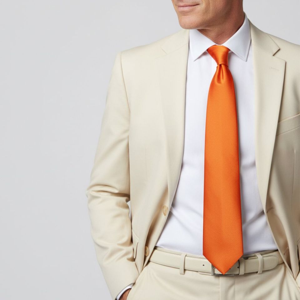 Plain Orange Satin Classic Men's Tie