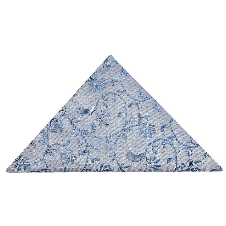 Dusty Blue Floral Handmade Mens Bow Tie and Pocket Square Set
