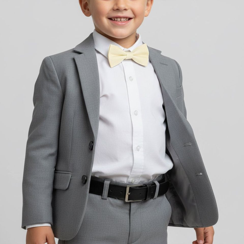 Boys Pre Tied Ivory Silk Bow Tie Age 4-7