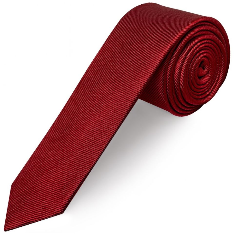 Red Silk Twill Skinny Mens Tie