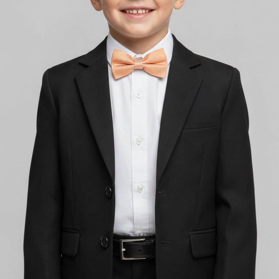 Pre Tied Peach Textured Silk Boys Bow Tie Age 4-7