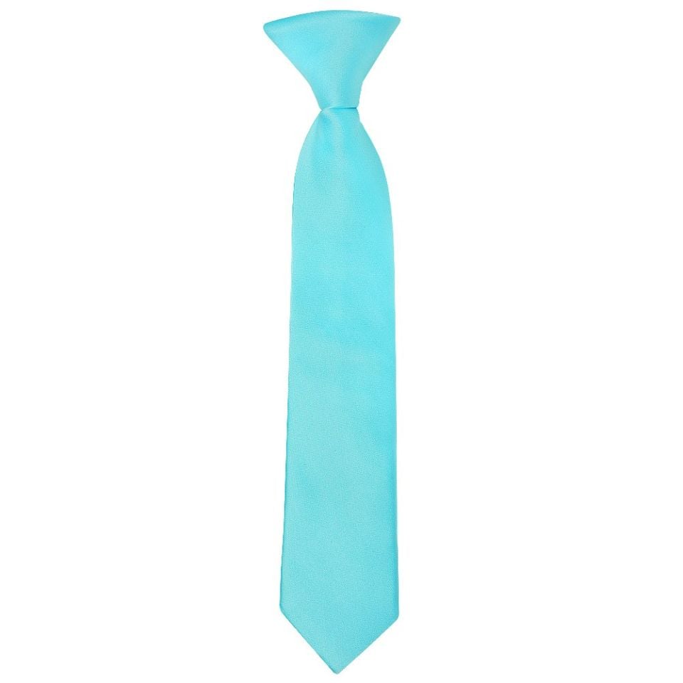 Pre Tied Tiffany Blue Satin Boys Tie and Pocket Square Set Age 4-7