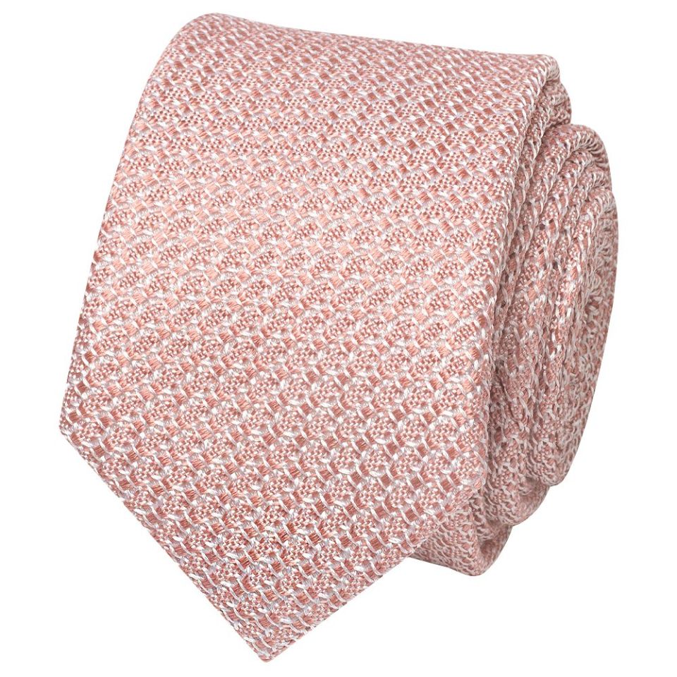 Plain Pink Grenadine Silk Skinny Men's Tie and Pocket Square Set