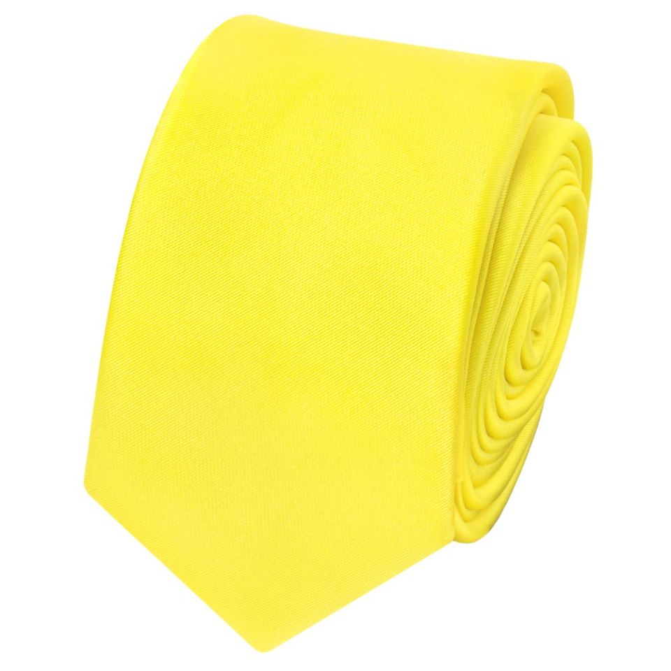 Sunshine Yellow Satin Skinny Men's Tie and Pocket Square Set