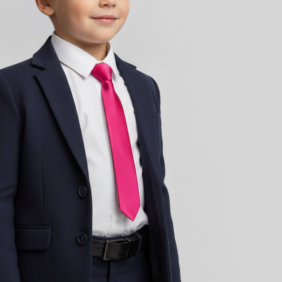 Pre Tied Cerise Pink Boys Tie Age 4-7