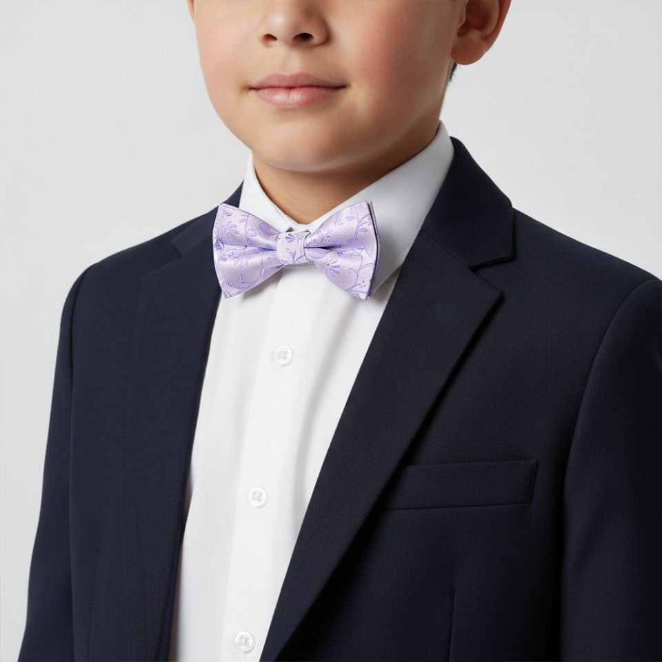 Pre Tied Lavender Floral Boys Bow Tie Age 8-11