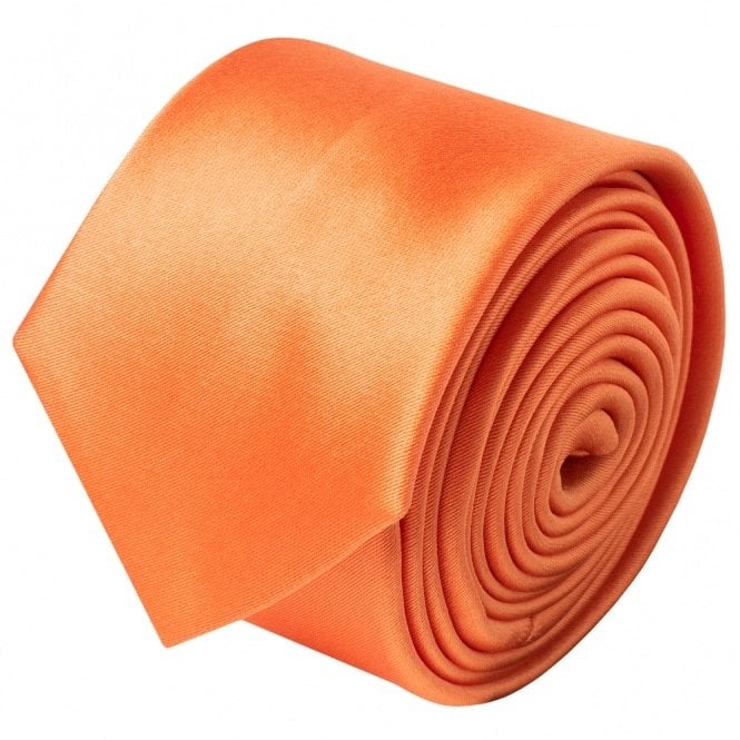 Burnt Orange Satin Skinny Boys Tie and Pocket Square Set