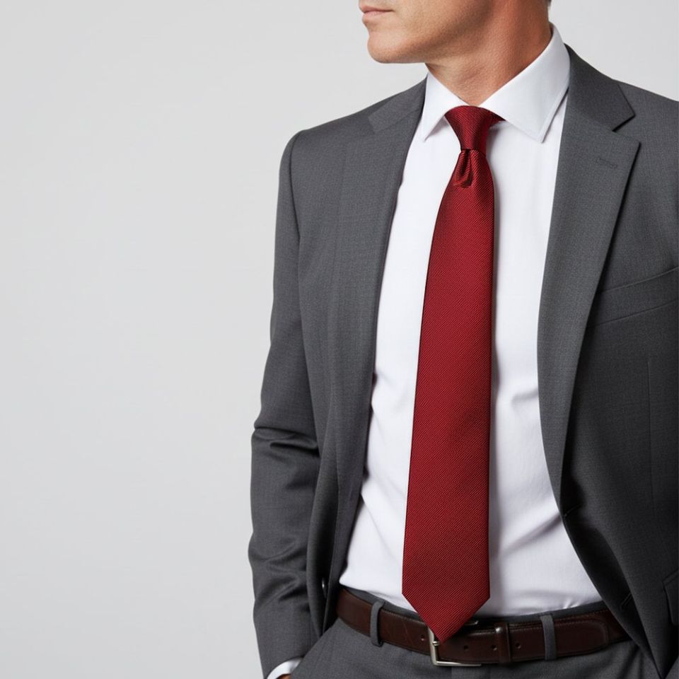 Red Silk Twill Classic Men's Tie