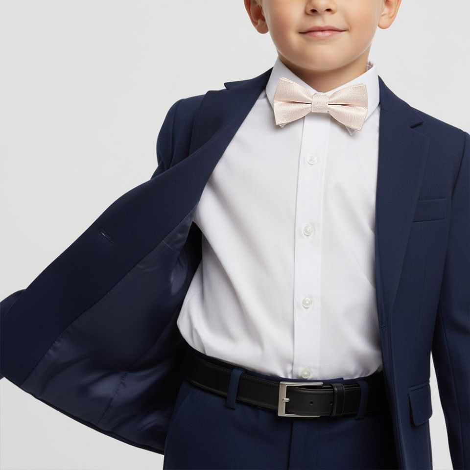 Pre Tied Blush Textured Silk Boys Bow Tie Age 4-7
