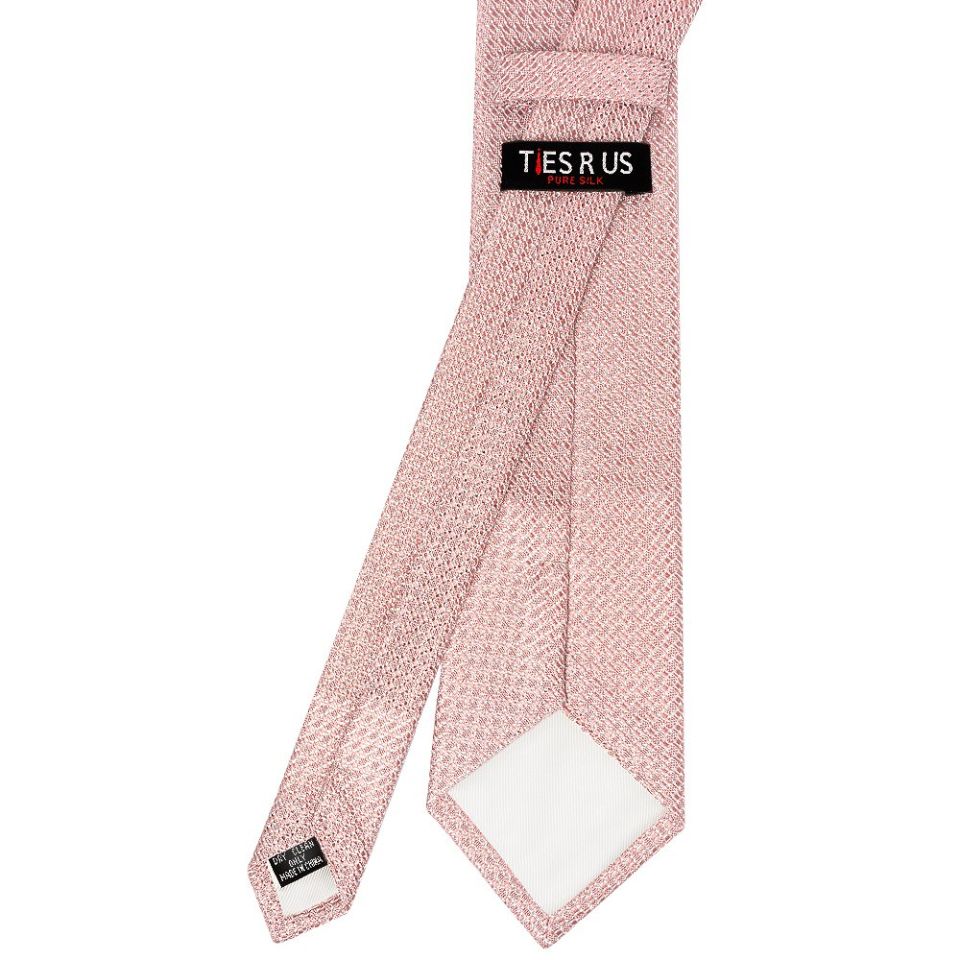 Plain Pink Grenadine Silk Classic Men's Tie and Pocket Square Set
