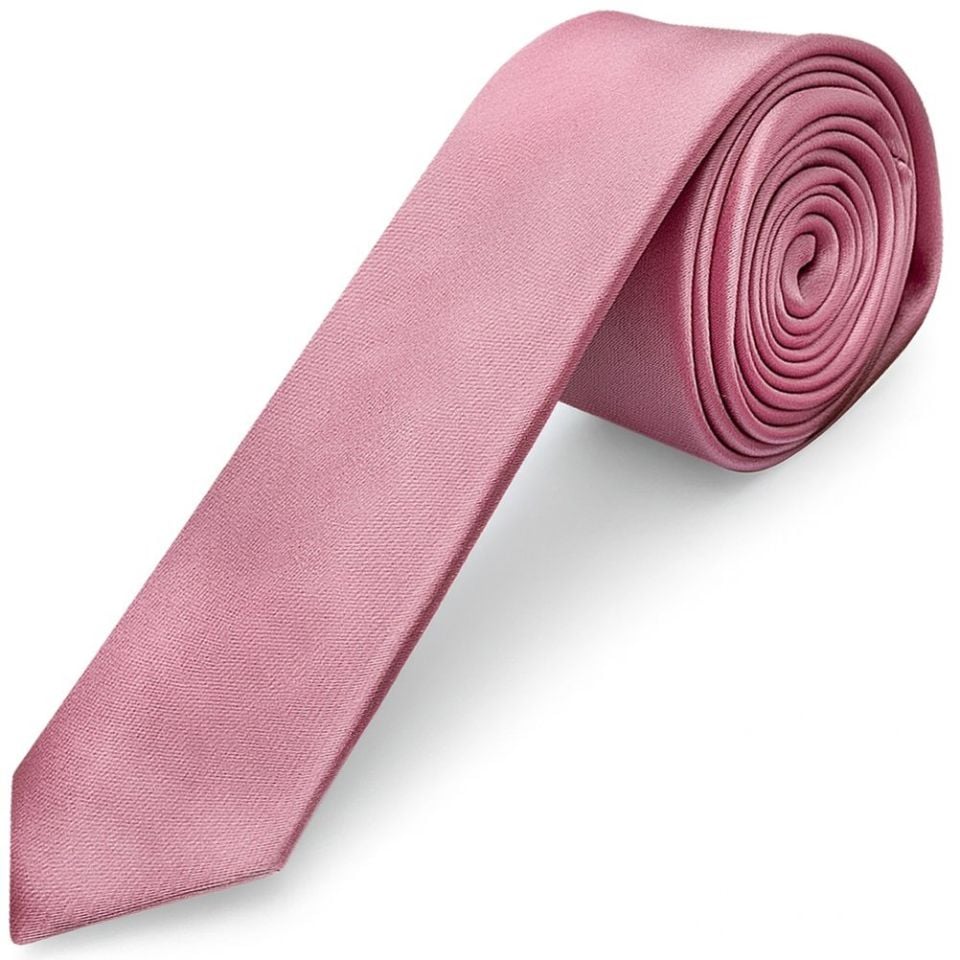 Dusty Pink Satin Skinny Boys Tie