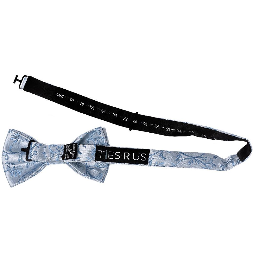 Dusty Blue Floral Handmade Mens Bow Tie