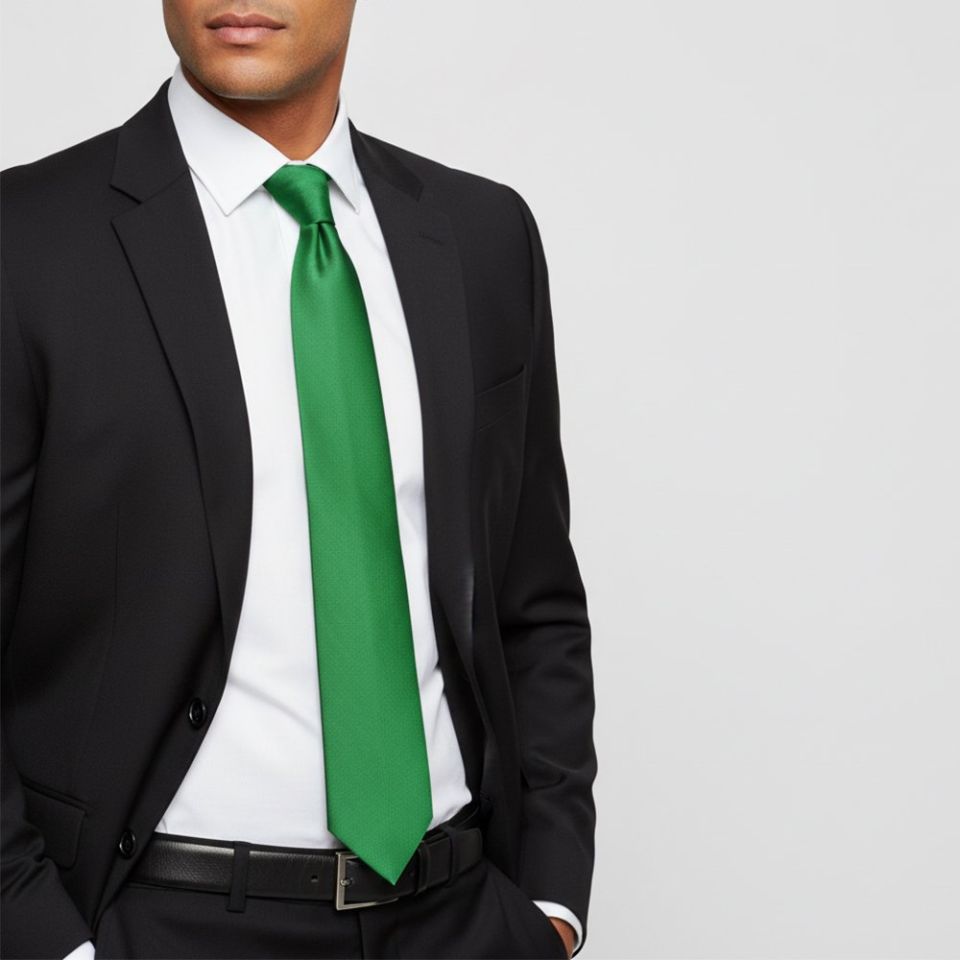 Plain Emerald Green Satin Classic Men's Tie