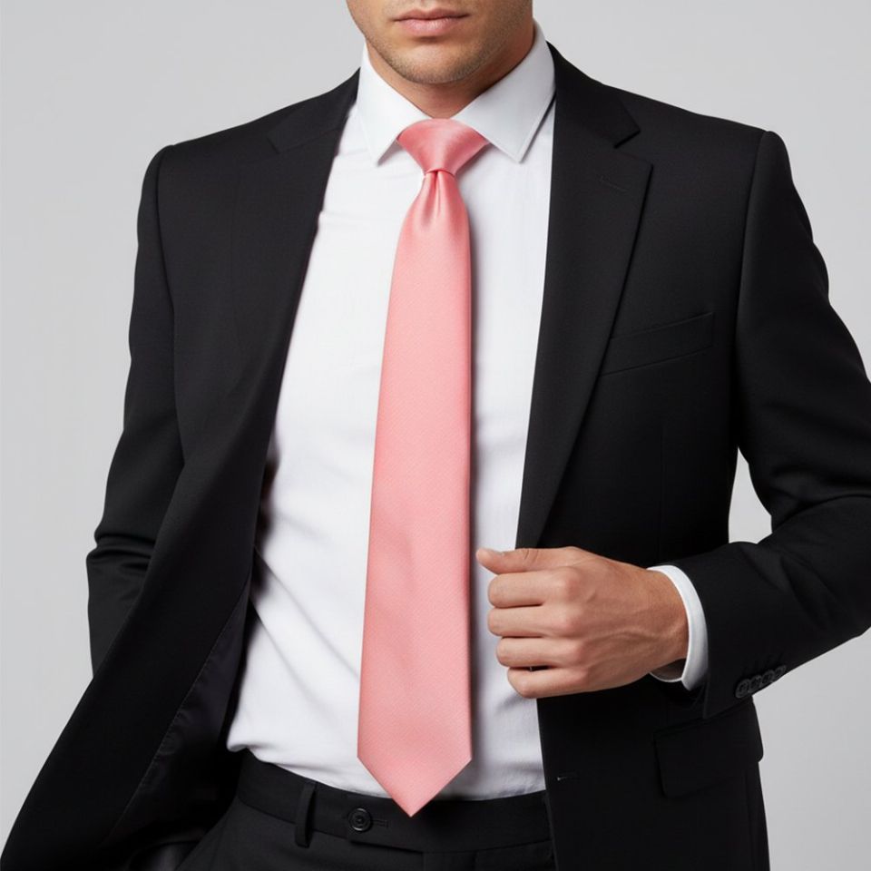 Plain Blush Rose Satin Classic Men's Tie