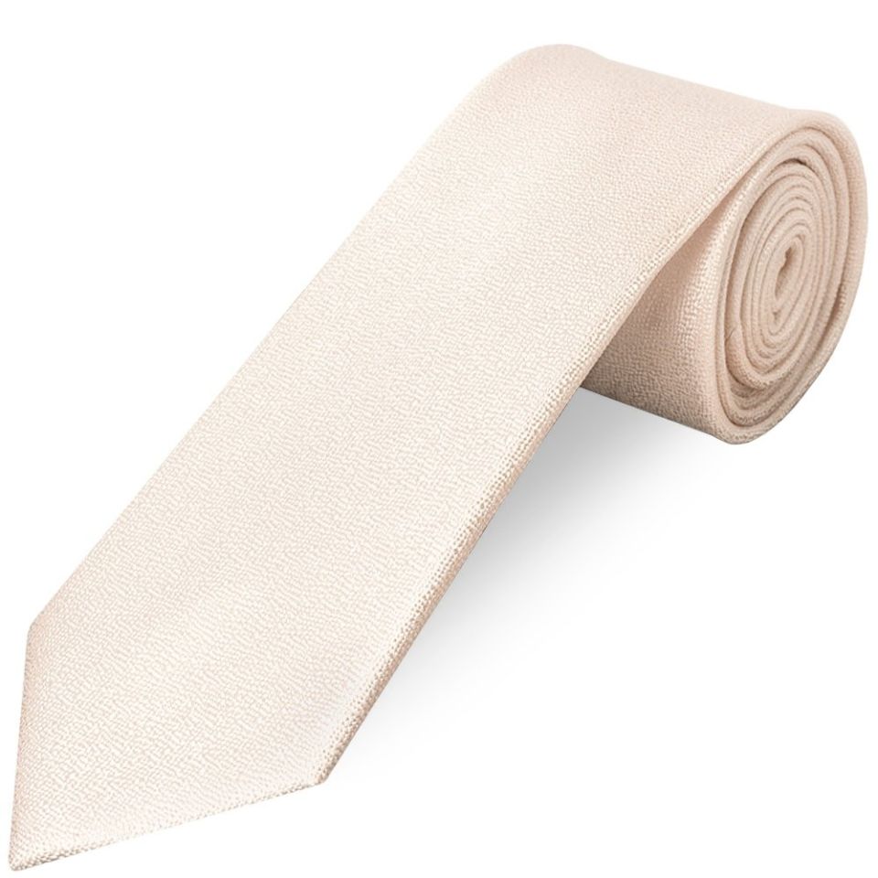 Plain Blush Textured Silk Classic Men's Tie and Pocket Square Set