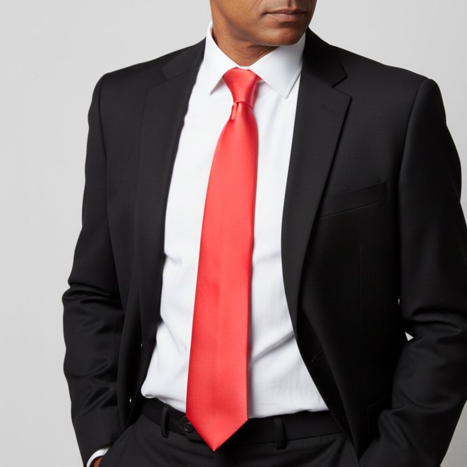 Plain Coral Pink Satin Classic Men's Tie