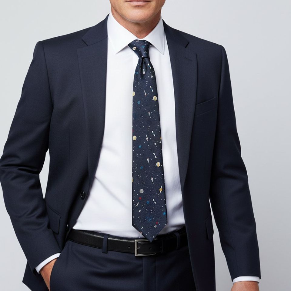 Mens Navy Planet Classic Tie