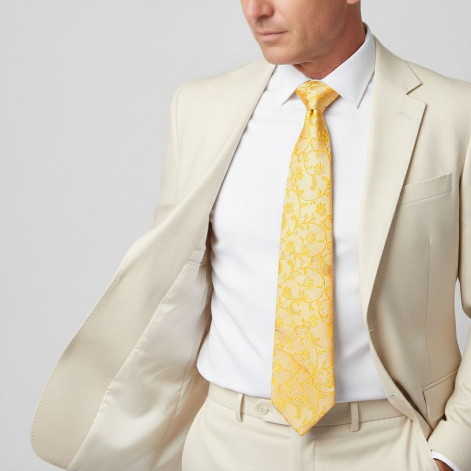 Bright Yellow Floral Classic Men's Tie