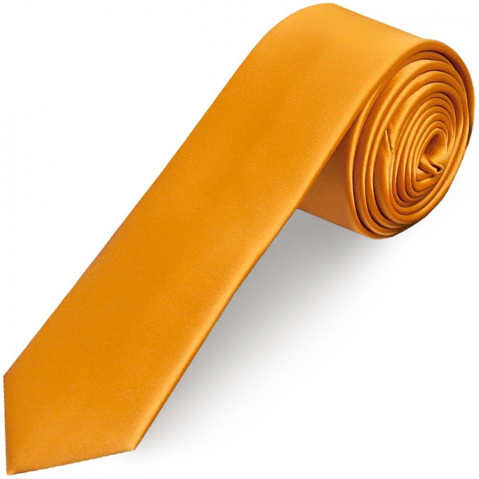 Plain Rust Satin Skinny Boys Tie and Pocket Square Set