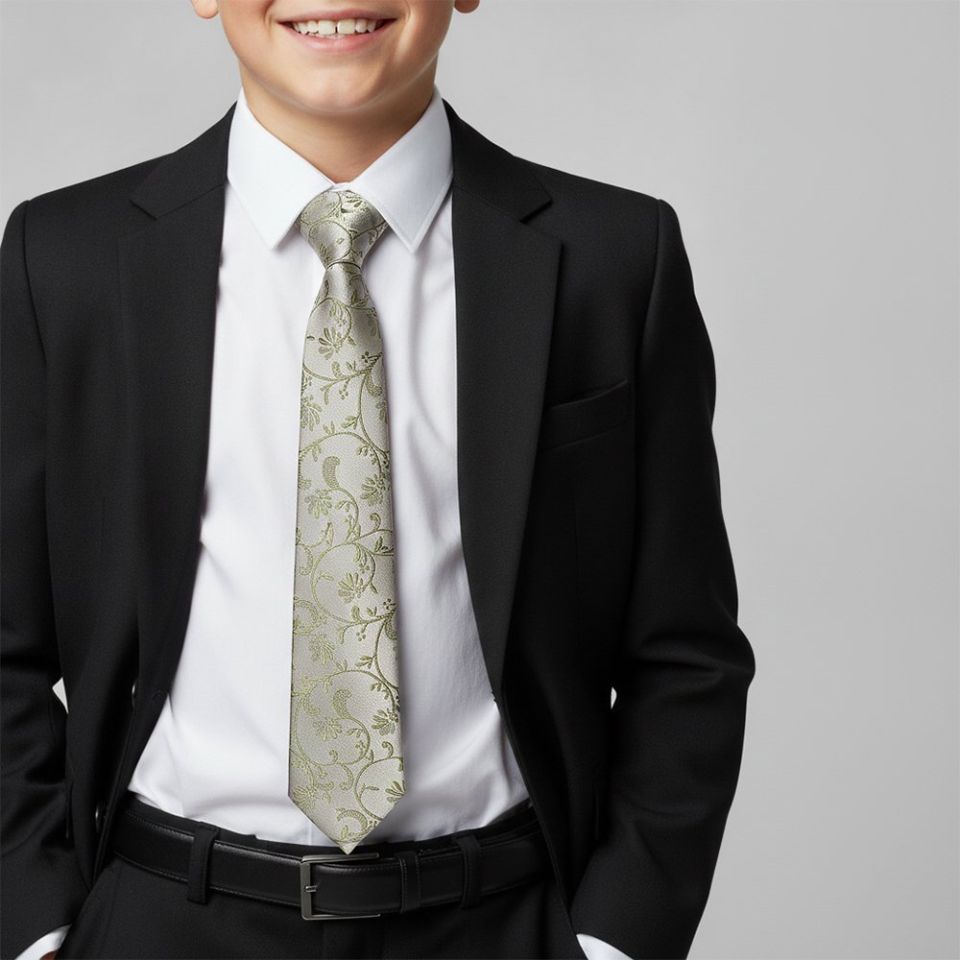 Dusty Sage Floral Skinny Boys Tie