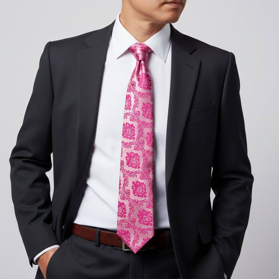 Fuchsia Paisley Classic Men's Tie