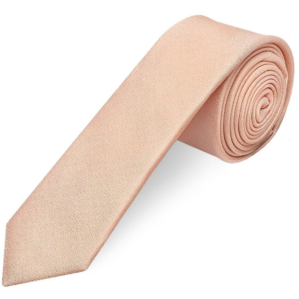 Plain Pale Peach Silk Skinny Men's Tie
