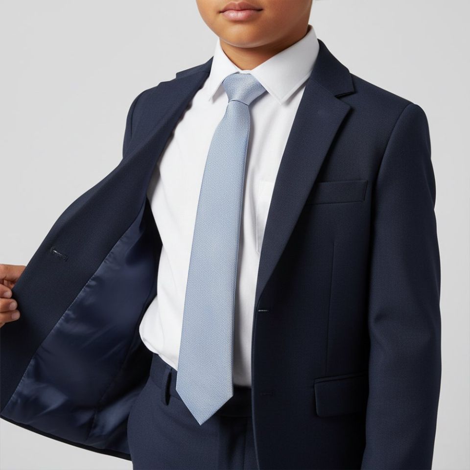 Plain Dusty Blue Silk Skinny Boys Tie