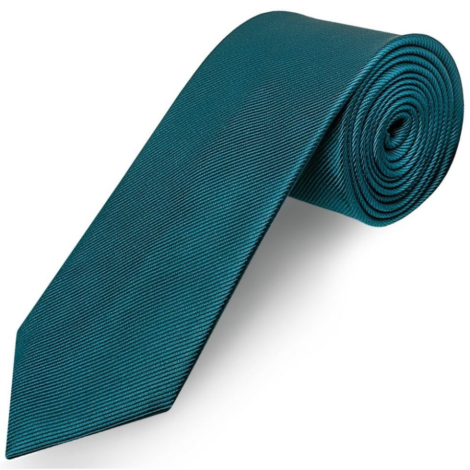 Teal Silk Twill Silk Classic Mens Tie and Pocket Square Set