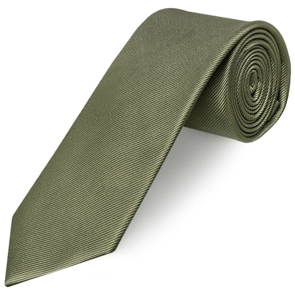 Olive Silk Twill Classic Men's Tie and Pocket Square Set