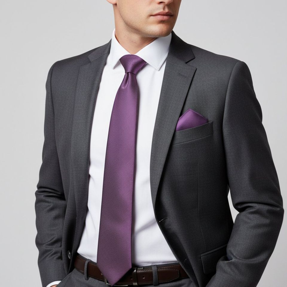 Mauve Silk Twill Classic Men's Tie and Pocket Square Set