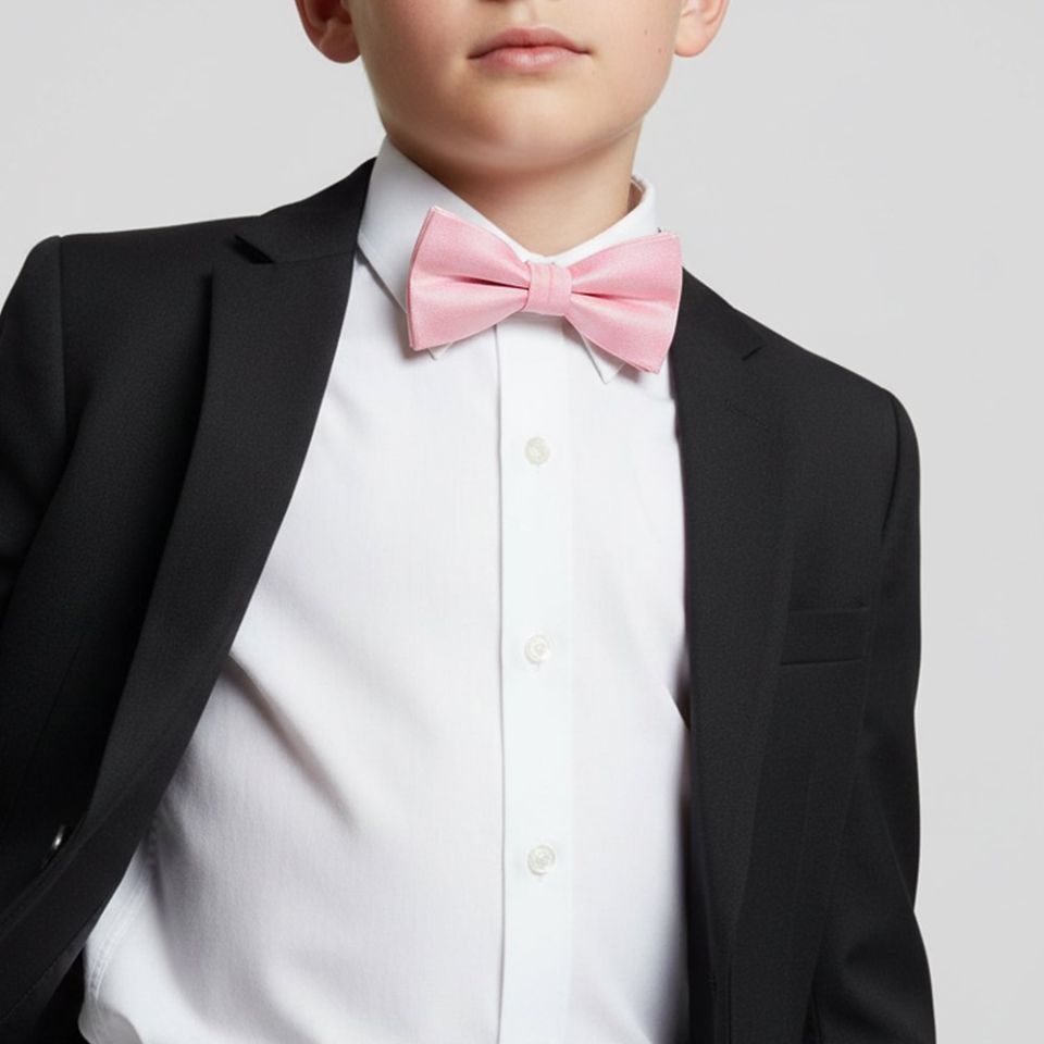 Pre Tied Blush Pink Silk Boys Bow Tie Age 8-11