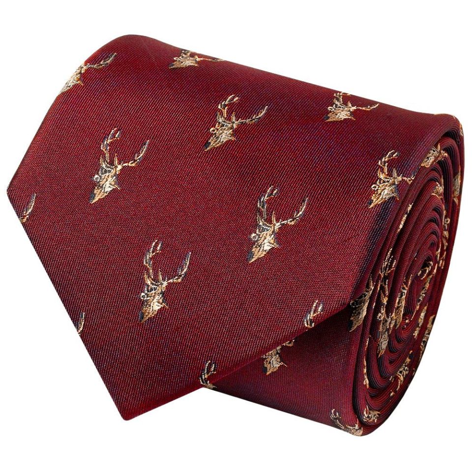 Burgundy Deer Head Classic Men's Tie