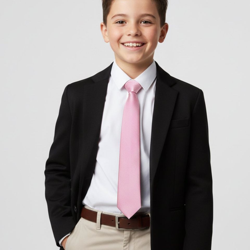 Plain Light Dusty Pink Satin Skinny Boys Tie
